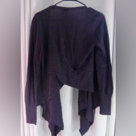 Cabi Women's Purple Sweater, Open Scarf-Hem, Crossing Detail on Back; Size M - Picture 2 of 12